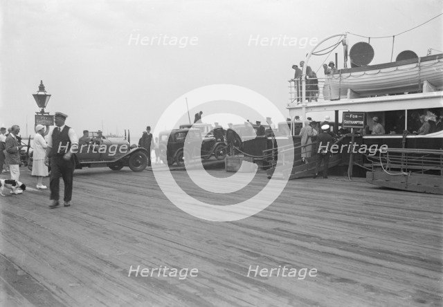 Cars embarking on Southampton ferry. Creator: Kirk & Sons of Cowes.