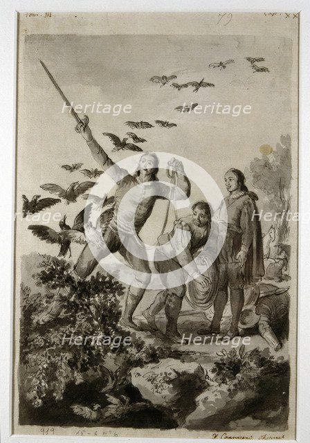 Illustration by Antonio Carnicero (1748 - 1814) 'Cave of Montesinos', edited by Joaquín Ibarra, 1…