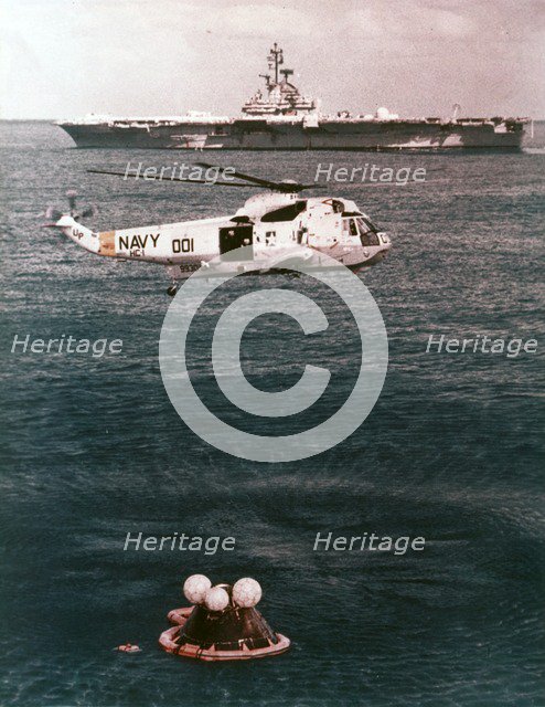 Astronauts being recovered from the sea, Apollo 16 mission, 27 April 1972. Creator: NASA.