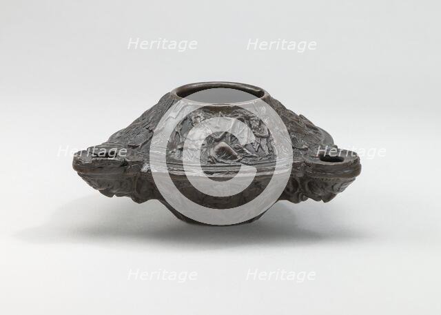 Three Wick Lamp with Bacchic Scenes, c. 1500. Creator: Andrea Briosco.