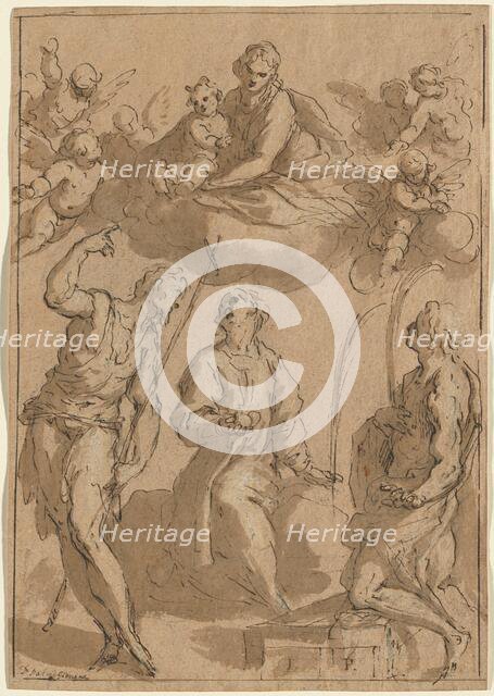 Madonna and Child in Glory with Saints John the Baptist, Stephen, and Lawrence, 1620/1628. Creator: Jacopo Palma.