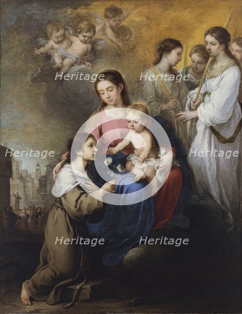 The Virgin and Child with Saint Rose of Viterbo. Artist: Murillo, Bartolomé Estebàn (1617-1682)