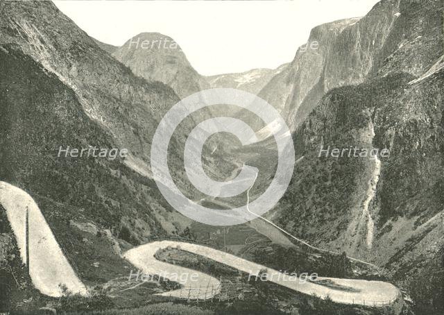 The Zig-Zag road and Waterfalls, Stalheim, Norway, 1895.  Creator: Poulton & Co.
