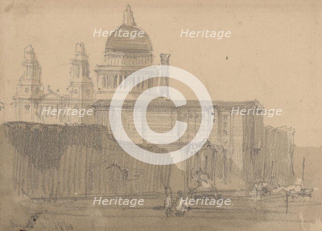 View of St. Paul's, London, August 11th, 1860. Creator: David Roberts.