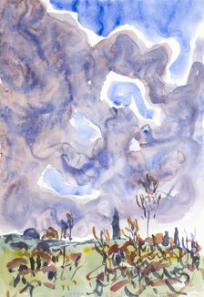 Watercolor no. 31, Landscape with Clouds, ca. 1930. Creator: Allen Tucker.
