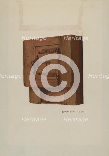 Pa. German Wall Corner Cupboard, c. 1938. Creator: Charlotte Angus.