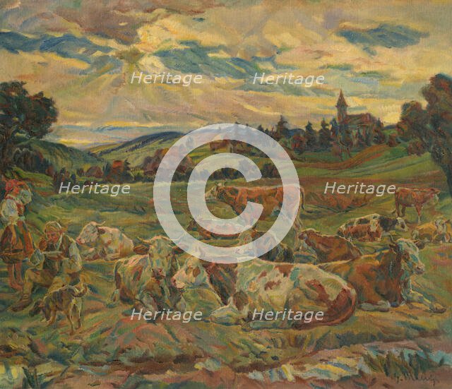 Lunch of a Cowherd, 1929-1930. Creator: Gustav Mally.