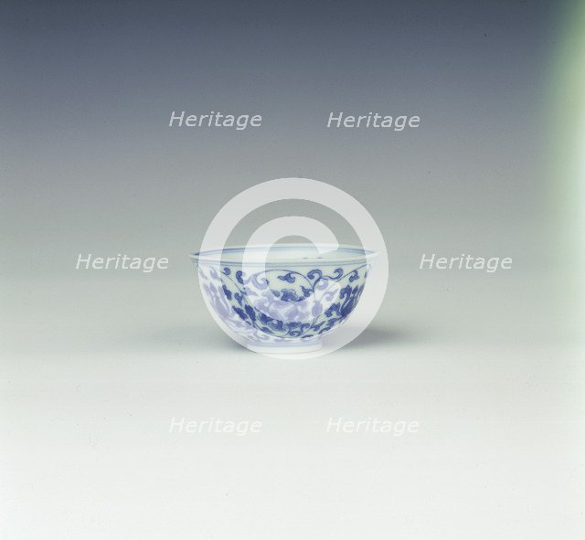 Blue and white wine cup, China, 1723-1735. Artist: Unknown