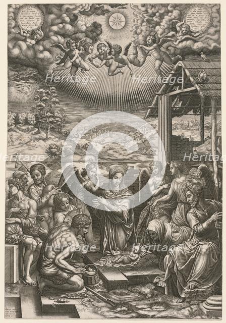 The Nativity, 1553. Creator: Giorgio Ghisi (Italian, 1520-1582); Hieronymus Cock.