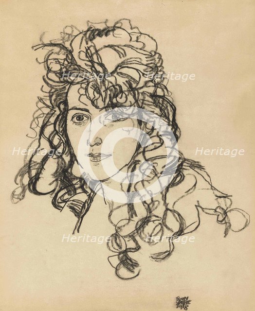 Girl's head (Frau Sohn) , 1918.