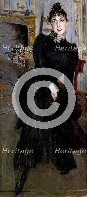 Alaide Banti at the fireplace, 1885. Creator: Boldini, Giovanni (1842-1931).