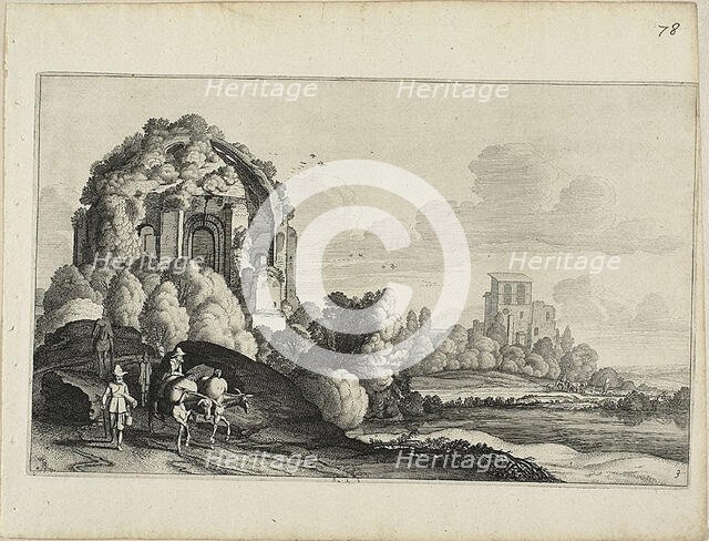 Travellers in Front of the Minerva Medica Temple in Rome, c. 1646. Creator: Jan van de Velde II.