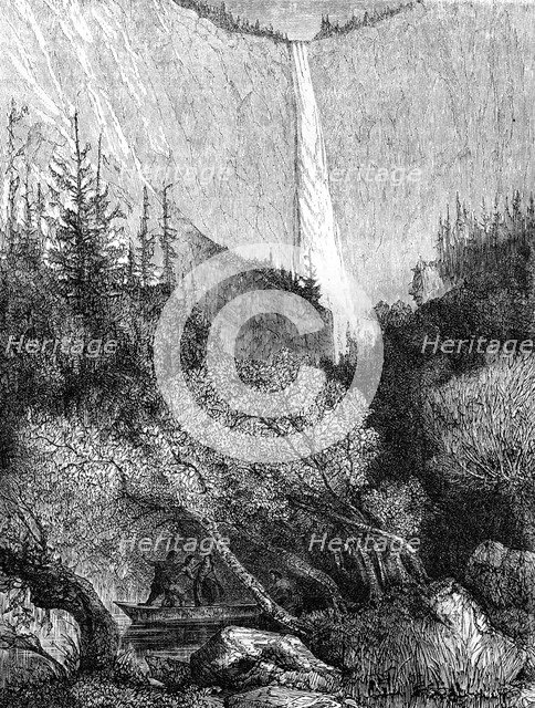 'Waterfall', Yosemite National Park, California, 19th century.Artist: Paul Huet
