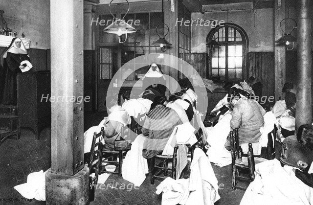 Workroom at Saint Lazare women's prison, Paris, 1931.Artist: Ernest Flammarion