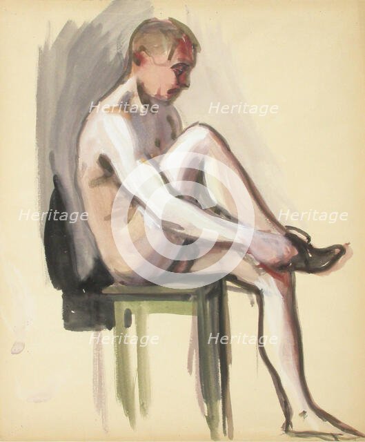 Sitting naked, c1910s. Creator: Verner Thome.