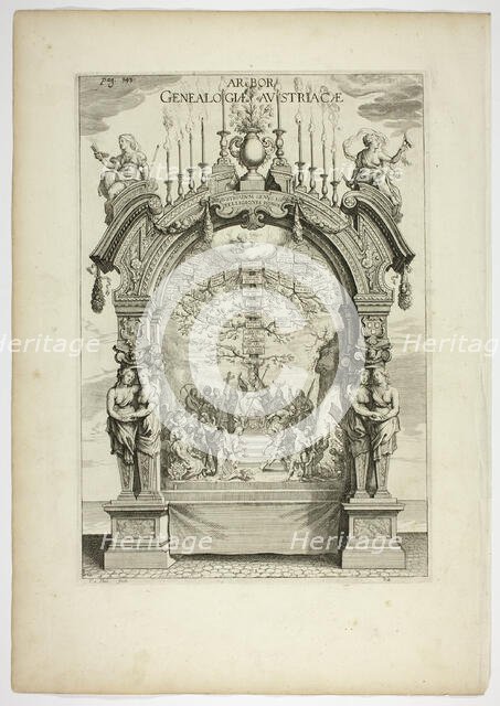 Genealogical Tree of the Austrian Royal Family, plate 32 from Casperius Gevartius, Pompa..., 1642. Creator: Theodoor van Thulden.