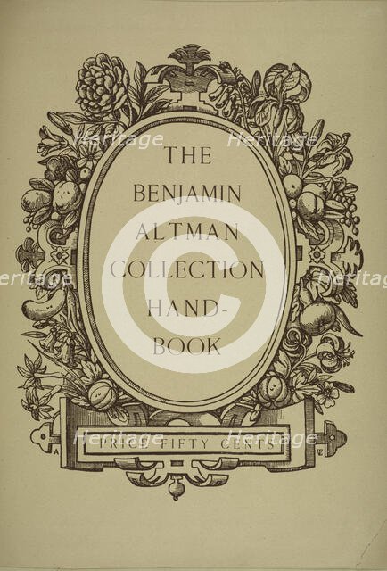 The Benjamin Altman collection hand-book, c1887 - 1922. Creator: Unknown.