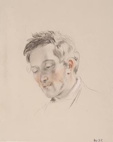 Head of a Man Looking Down - Study for The Shepherd's Grace, c1826. Creator: William Allan.