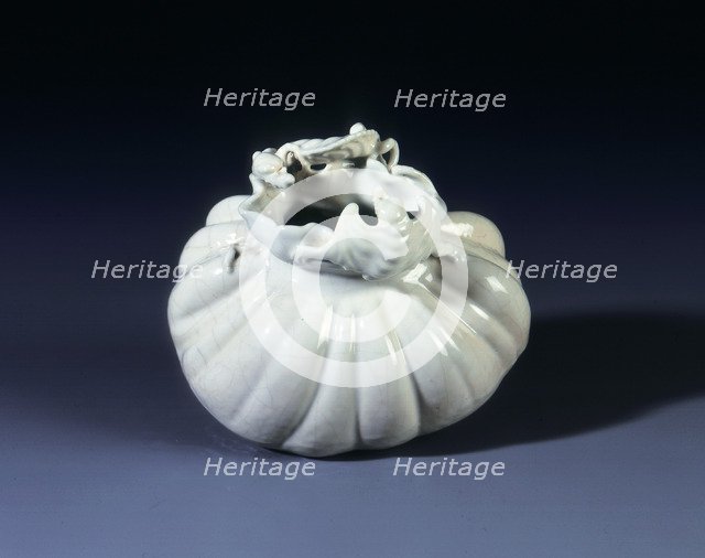 Soft-paste tied bag waterpot with bat and dragon, Qing dynasty, China, 18th century. Artist: Unknown