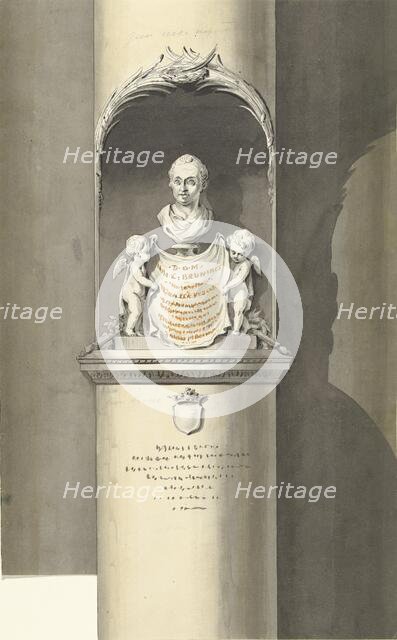 Design for a monument for C. Brunings: a bust in a niche, 1806. Creator: Bartholomeus Ziesenis.