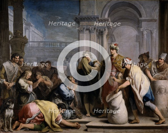 The Joseph's silver cup in Benjamin's sack, ca 1749. Artist: Amigoni, Jacopo (1675-1752)