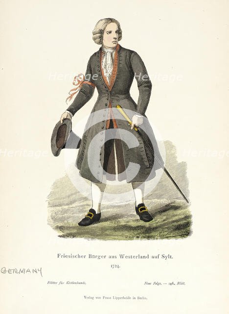 Costume Plate (Friesischer Bürger aus Westerland auf Sylt), 19th century. Creator: Unknown.