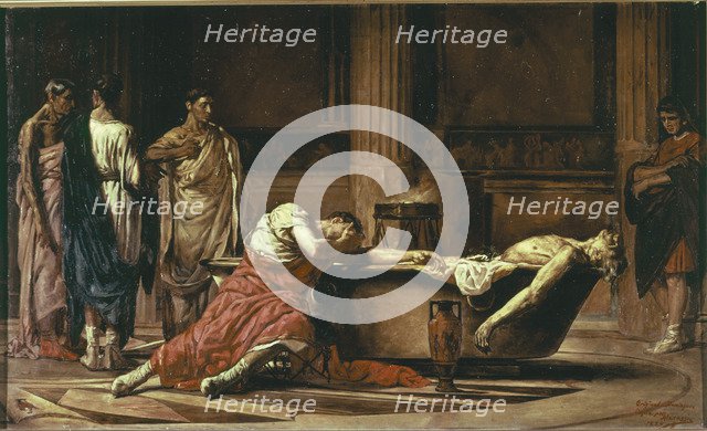 Death of Seneca', oil painting, Lucius Annaeus Seneca (4 BC -65 AD), Latin philosopher, writer an…