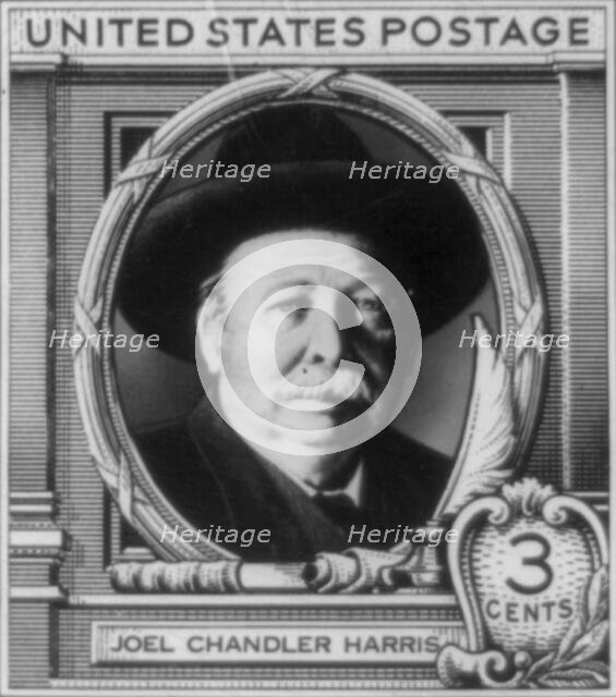 Photograph of artwork for 3-cent US postage stamp featuring portrait of Joel Chandler Harris, c1948. Creator: Unknown.