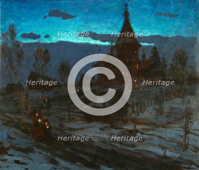 Christmas Eve, 1910s. Artist: Pershin, Alexander Stepanovich (1882-?)