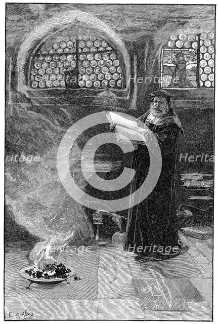 Dr Faustus (1488-1541) conjuring up Mephistopheles. Artist: Unknown