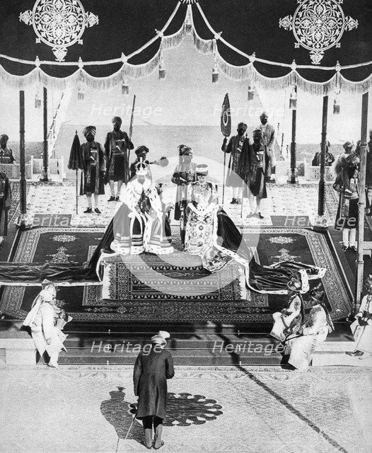 The Nizam of Hyderabad pays hommage at the Delhi Durbar, 1911, (1935). Artist: Unknown