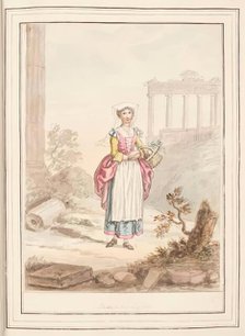 Freschetana Girl, leaf from 'A Collection of Dresses by David Allan Mostly from Nature', 1776. Creator: David Allan.