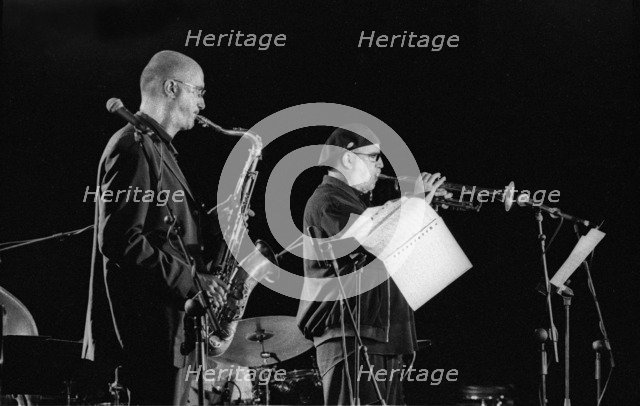 Randy Brecker and Michael Brecker (sax), Brecon Jazz Festival, Brecon, Wales, Aug 2001. Creator: Brian O'Connor.