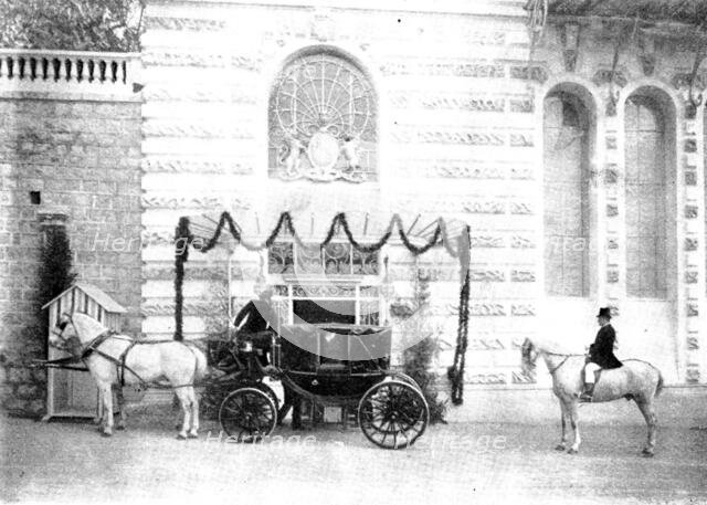 The Queen's Visit to the Riviera: arranging the platform for Her Majesty to alight...Cimiez, 1898.  Creator: Alexander Lamont Henderson.