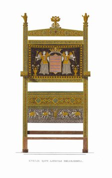 Throne of Tsar Alexei Mikhailovich. From the Antiquities of the Russian State, 1849-1853. Creator: Solntsev, Fyodor Grigoryevich (1801-1892).