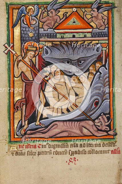 The Harrowing of Hell, about 1190-1200; text added about 1480-1490. Creator: Unknown.