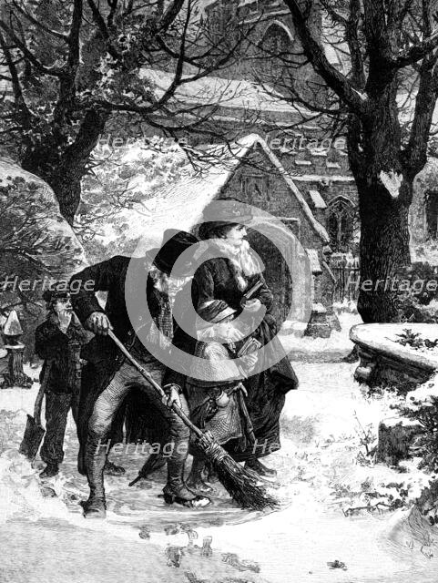 The Path to Church, drawn by A. Hunt, 1883. Creator: Eugène Froment.