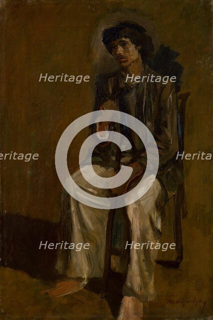 Seated Gypsy with a Staff, around 1900. Creator: Ladislav Mednyanszky.