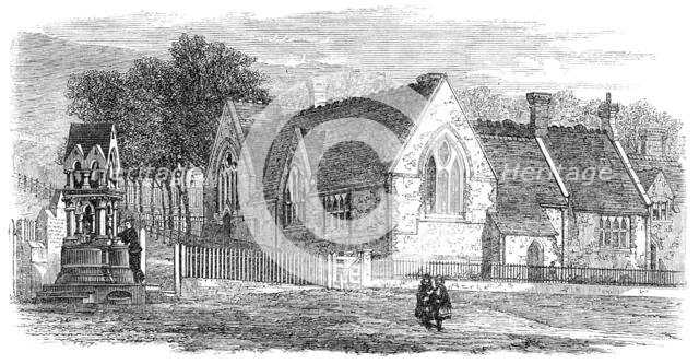 St. Mary's National Schools and new drinking-fountain at Chatham, 1864. Creator: Unknown.