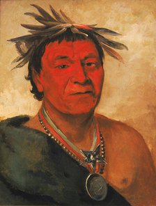 O-ho-páh-sha, Small Whoop, a Distinguished Warrior, 1831. Creator: George Catlin.