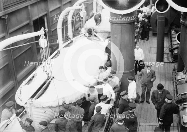 Boat drill KAISER WILHELM II, between c1910 and c1915. Creator: Bain News Service.