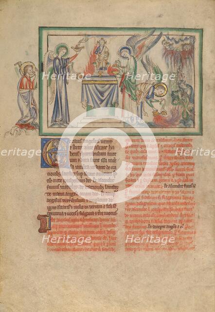 The Seventh Seal: An Angel Censing an Altar and Pouring the Censer over the Earth, about 1255-1260. Creator: Unknown.