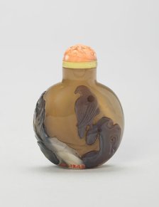 Snuff Bottle with Two Egrets Among Lotuses, Qing dynasty (1644-1911), 1800-1900. Creator: Unknown.