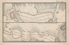 Two plans - defensive lines and distribution of troops near settlements, 2nd half 18th century. Creator: Unknown.