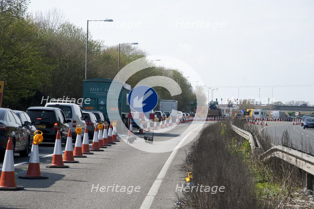 Traffic Jam on A27 roadworks in Sussex near Arundel