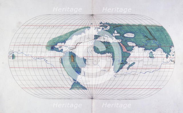 Map plotting Magellan's route, 1536. Creator: Unknown.