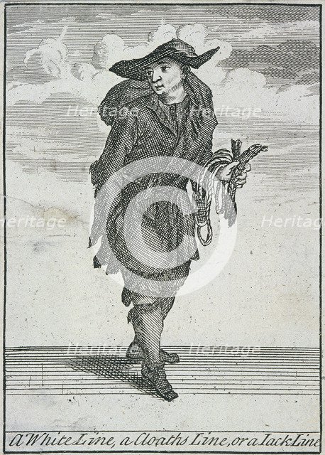 'A White Line, a Cloaths Line, or a Jack Line', Cries of London, (c1688?). Artist: Anon