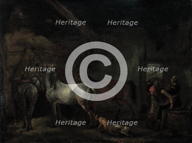 Stable with Three Horses, c1656. Creator: Philip Wouverman.