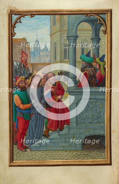 Christ before Pilate; Prayer Book of Cardinal Albrecht of Brandenburg, about 1525-1530. Creator: Simon Bening.