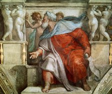 Prophets and Sibyls: Ezekiel (Sistine Chapel ceiling in the Vatican), 1508-1512. Creator: Buonarroti, Michelangelo (1475-1564).